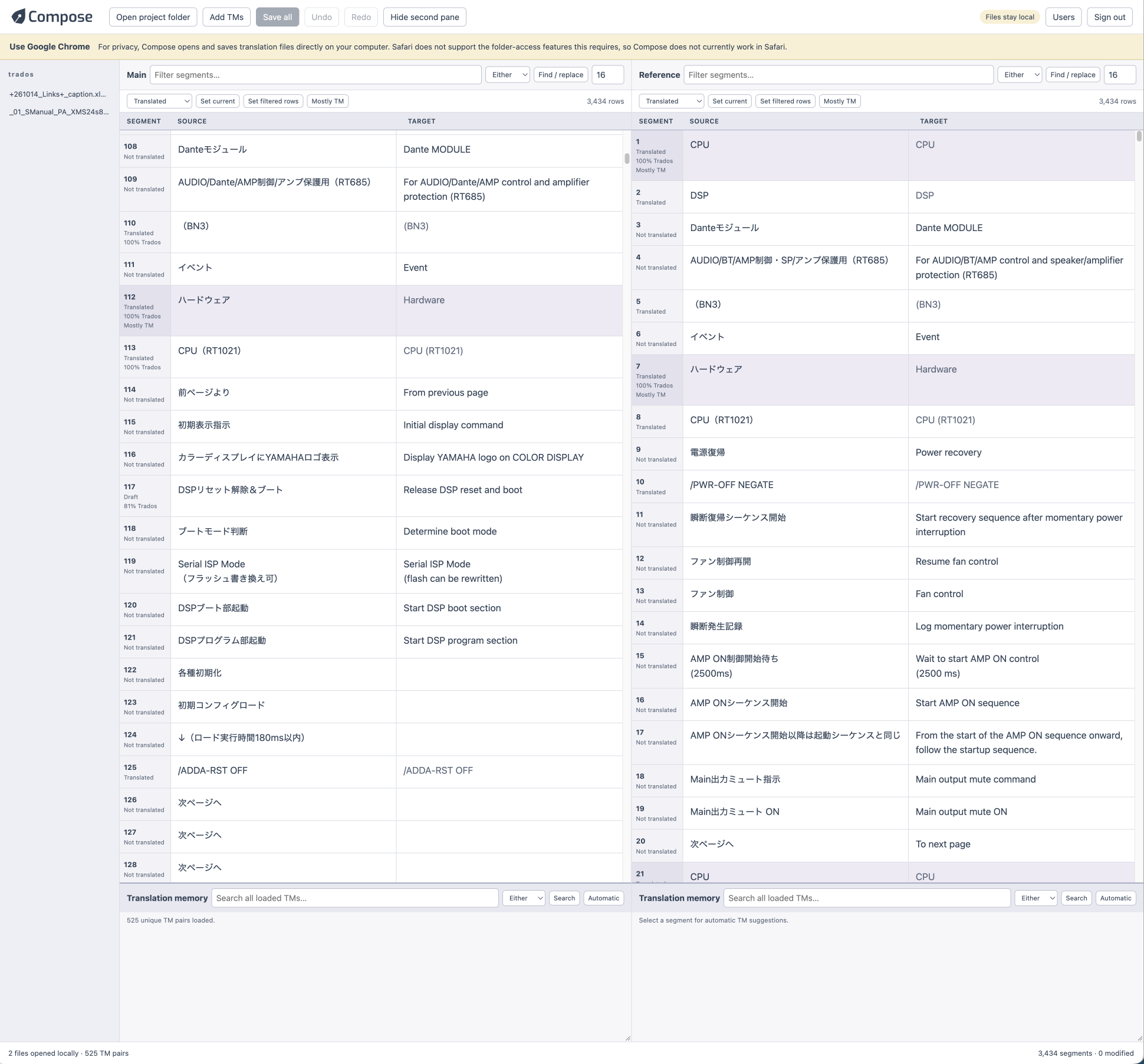 A real Nitro work session with two independent source and target views open side by side.